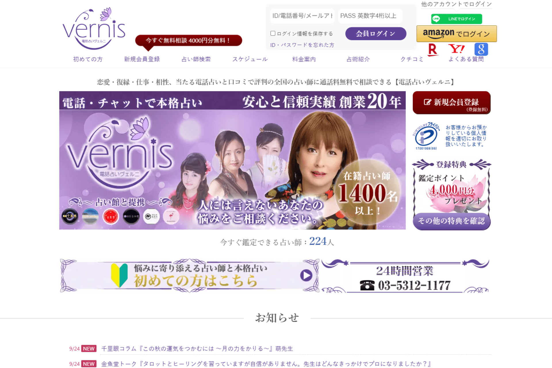 ヴェルニの公式サイトのスクリーンショット